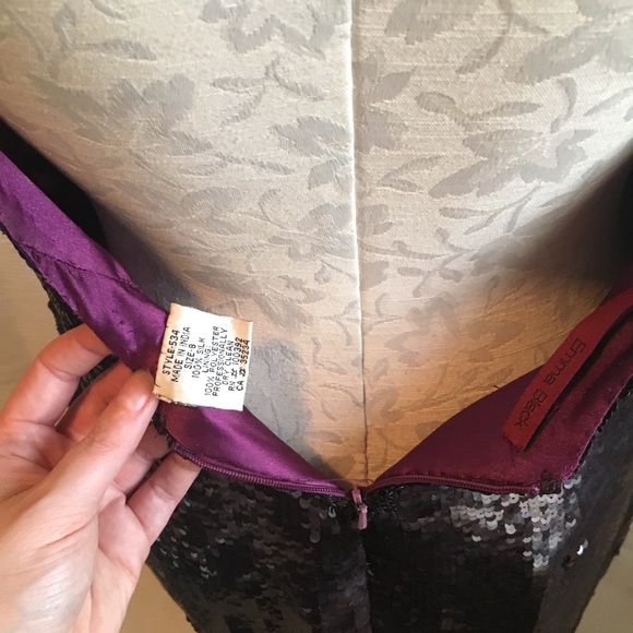 VTG S 90s Dress Purple Sequin Silk Backless Gown - Picture 6 of 8